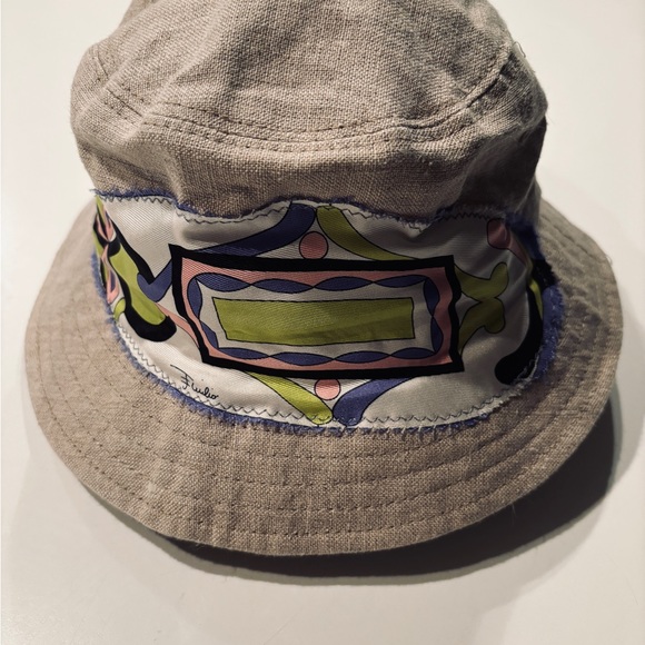 SALE Custom Unisex RESPOKE EMILIO PUCCI Bucket Hat . Pucci Silk Trim Irish Linen - Picture 10 of 15